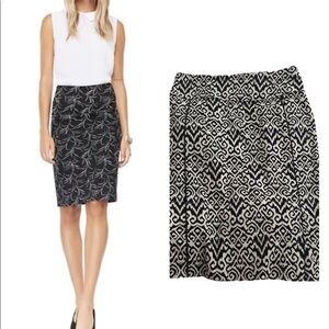 MARGARET M STITCH FIX STRETCHY PULLON BLACK WHITE PRINT PULLON PENCIL SKIRT XS